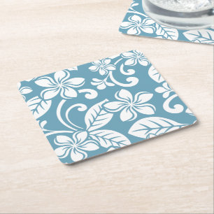 Carré ISLAND PLUMERIA (BLEU ARDOISE) Dessous de Verre en