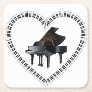 Carré J'adore mes dessous de verre de piano