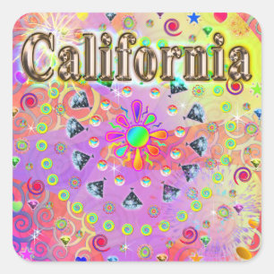 Carré J'AIME California Lucky Golden Sticker