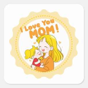 Carré J'aime Maman Sticker