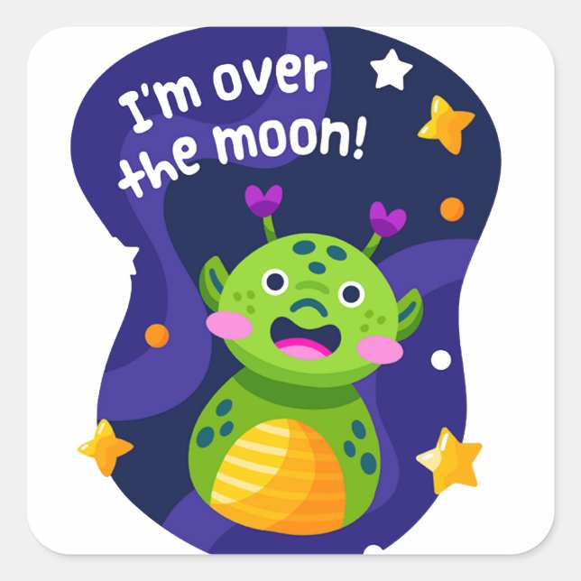 Carré je suis au-dessus du Sticker de lune (Devant)