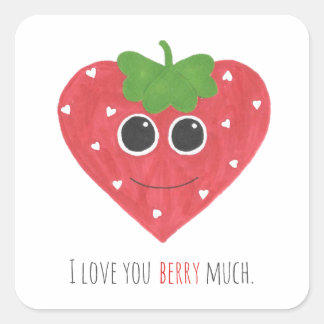 Carré Je T'Aime Berry Beaucoup Sticker fraise
