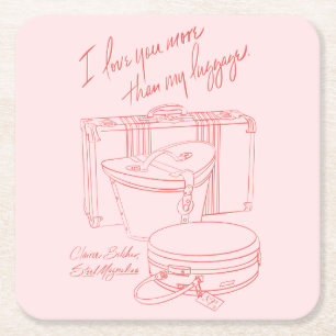 Carré "Je t'aime plus que mes bagages" Dessous de verre