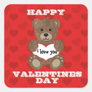 Carré Je T'Aime Teddy Bear Sticker