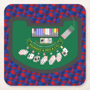 Carré Jeu de Dessous de verre de table BlackJack très am
