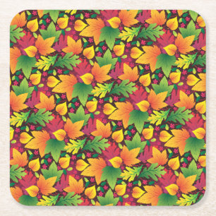 Carré Jeu de Dessous de verre Feuilles d'automne