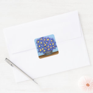 Carré Joli Bouquet de fleurs violettes Sticker