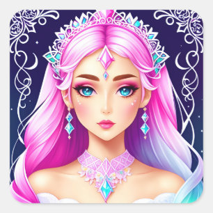 Carré Joli Sticker Princess à Haired Rose