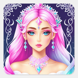 Carré Joli Sticker Princess à Haired Rose