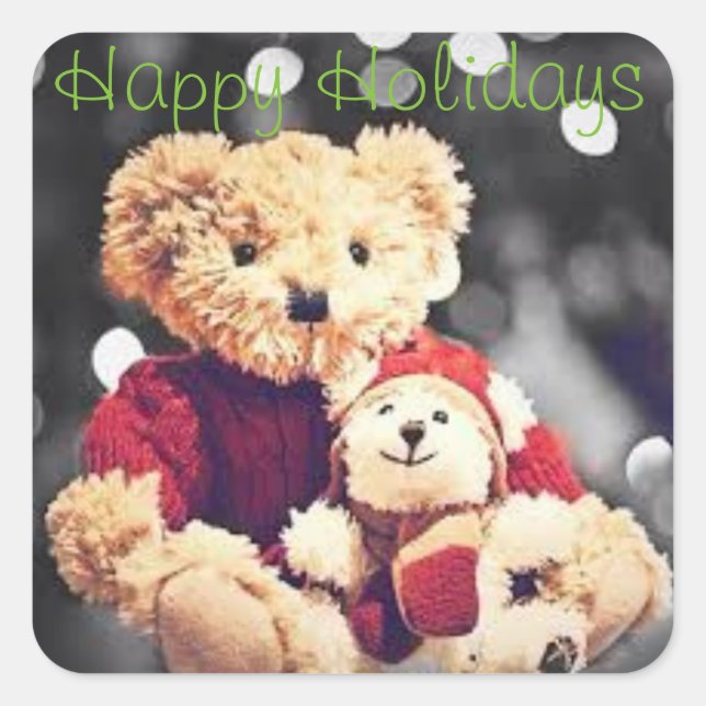 Carré Joyeuses vacances Teddy Bear Sticker (Devant)