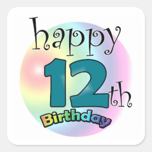 Carré Joyeux 12e anniversaire Vierkante Sticker