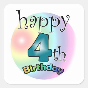 Carré Joyeux 4ème Anniversaire Vierkante Sticker