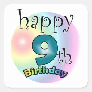 Carré Joyeux 9 Anniversaire Vierkante Sticker
