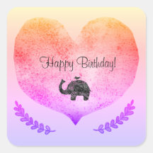 Joyeux Anniversaire Chiny Coeur Elephant Sticker