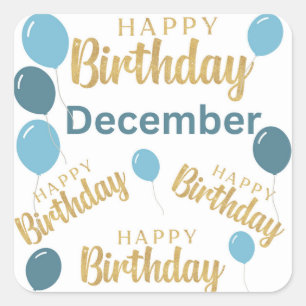 Carré Joyeux anniversaire Décembre anniversaires Sticker