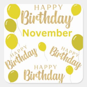 Carré Joyeux anniversaire Novembre anniversaire Sticker