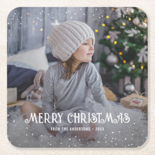 Carré Joyeux Dessous de verre de papier photo de Noël