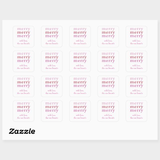Carré Joyeux Joyeux Joyeux cadeau de Noël Sticker étique (Feuille)