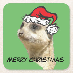 Carré Joyeux Noël Meerkat Père Noël Dessous de verre