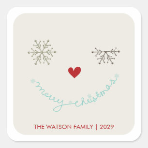 Carré Joyeux Noël mignon Wink Sticker de vacances