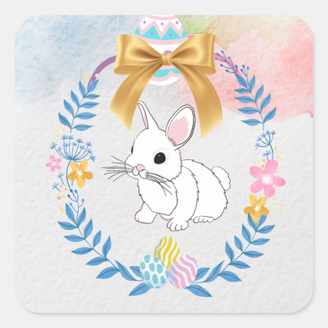 Carré Joyeux Pâques, Sticker Bunny (Devant)