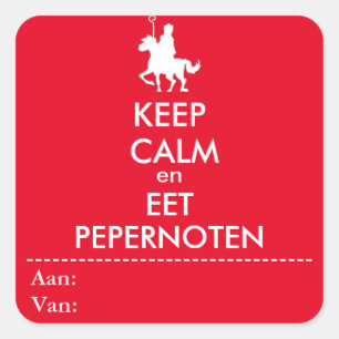 Carré Keep Calm et Eet Pepernoot Sticker