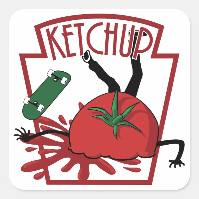 Carré KETCHUP. Funny sticker (Devant)