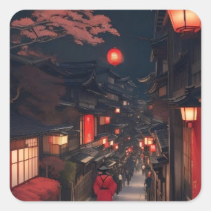 Carré Kyoto Night Lanterns Sticker