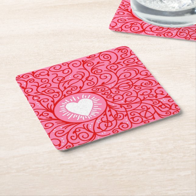 Carré Le Dessous de verre du papier de Valentine (Incliné)