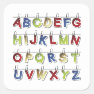 Carré Lettres alphabétiques (4) Sticker rond classique
