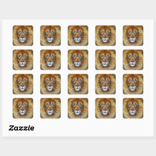 Carré Lion textile d'art. Sticker série de 20