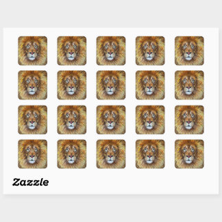 Carré Lion textile d'art. Sticker série de 20
