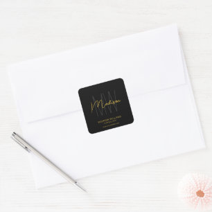 Carré Logo Monogramme moderne Sticker Black Gold Consult