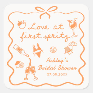 Carré Love at First Spritz Fête des mariées Sticker