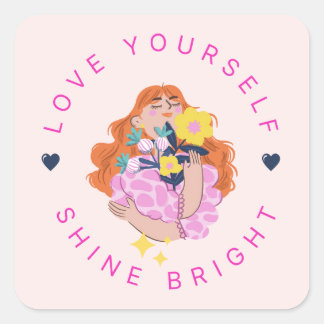 Carré Love Yourself brillant Sticker brillant