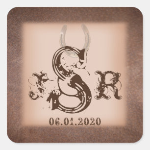 Carré Lucky Horseshoes sur Sticker Monogramme Brown