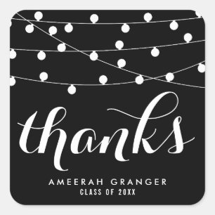 Carré Lumières Fée Blanche Sticker en Merci noir