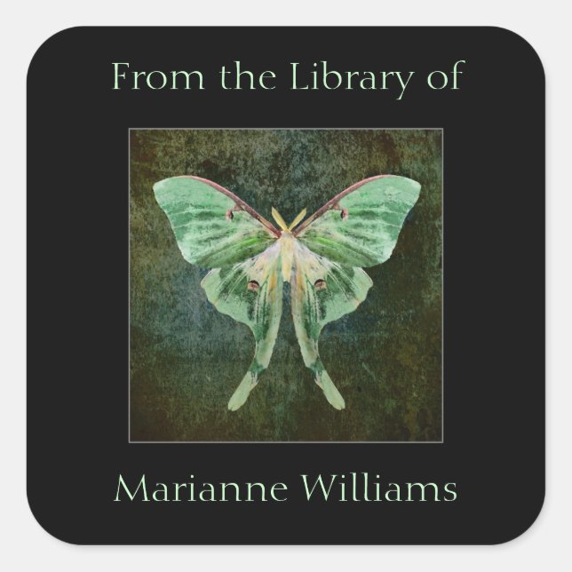 Carré Luna Moth Nom du livre Sticker de plaque (Devant)