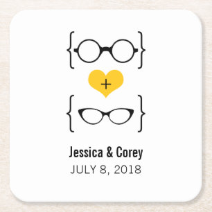 Carré Lunettes Geeky Jaune Dessous de verre en papier