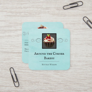 Carré Magasin de boulangerie   CARTE DE VISITE TURQUOISE