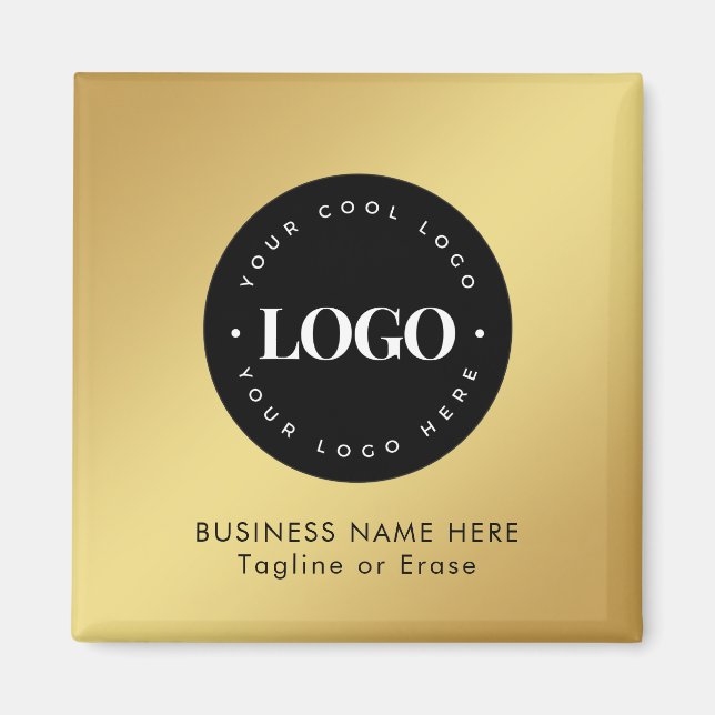 Carré Magnet Gold & Black Business Logo Personnali (Devant)