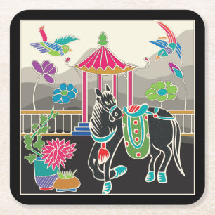 Carré Mah Jongg Tiles Cheval Dessous de verre