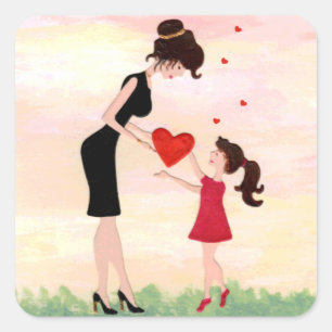Carré Maman/maman & fille visuel Je t'aime sticker