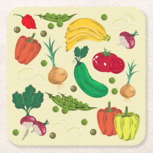 Carré Mangez toujours votre Dessous de verre de légumes