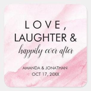 Carré Marbre rose moderne Mariage Favor Love Sticker