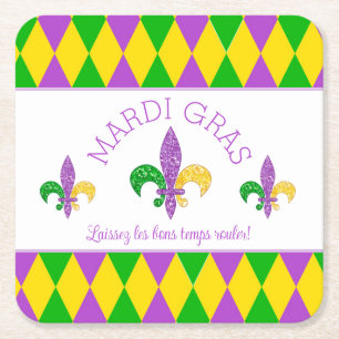 Carré Mardi Gras ! Laissez le dessous de verre papier Go