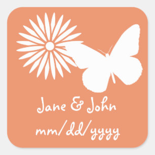 Carré Marguerites et papillons dans Sticker Coral
