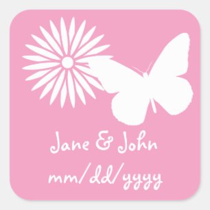 Carré Marguerites et papillons dans Sticker Petal rose