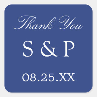 Carré Mariage bleu foncé Favoriser Merci Sticker