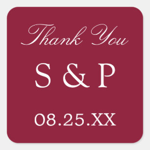 Carré Mariage Bourgogne Favor Merci Sticker